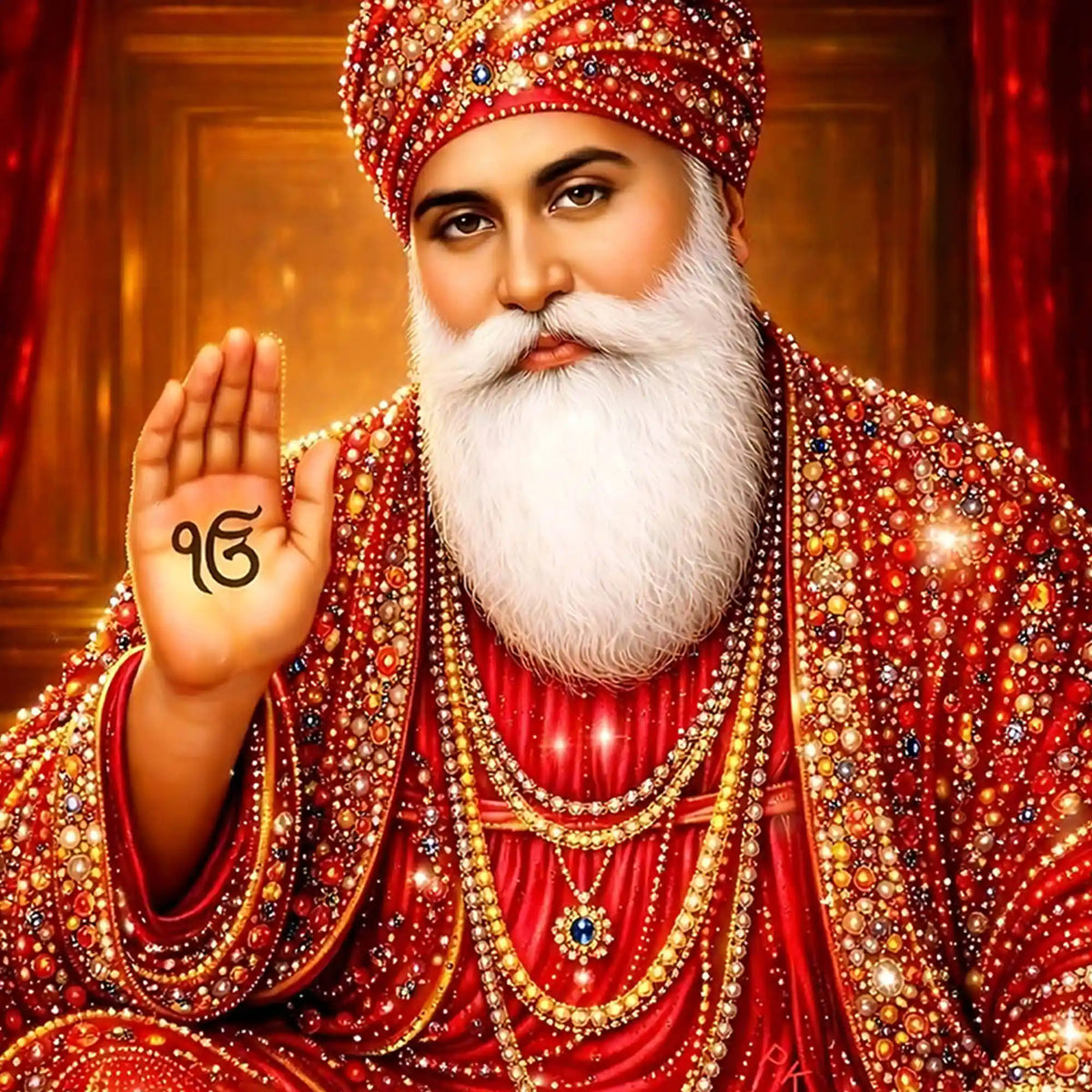 Shri Guru Nanak Dev Ji Floating Frame Crystal Wall Painting