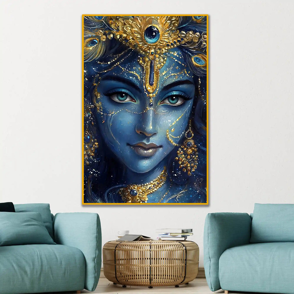 Shri Krishna Portrait Floating Frame Crystal Wall Painting