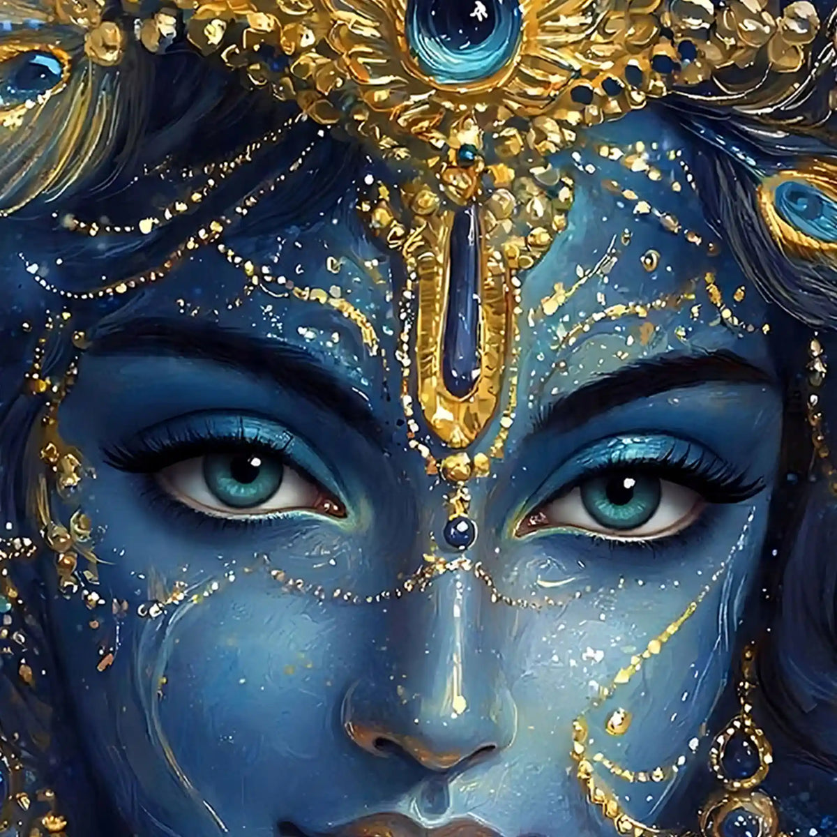 Shri Krishna Portrait Floating Frame Crystal Wall Painting