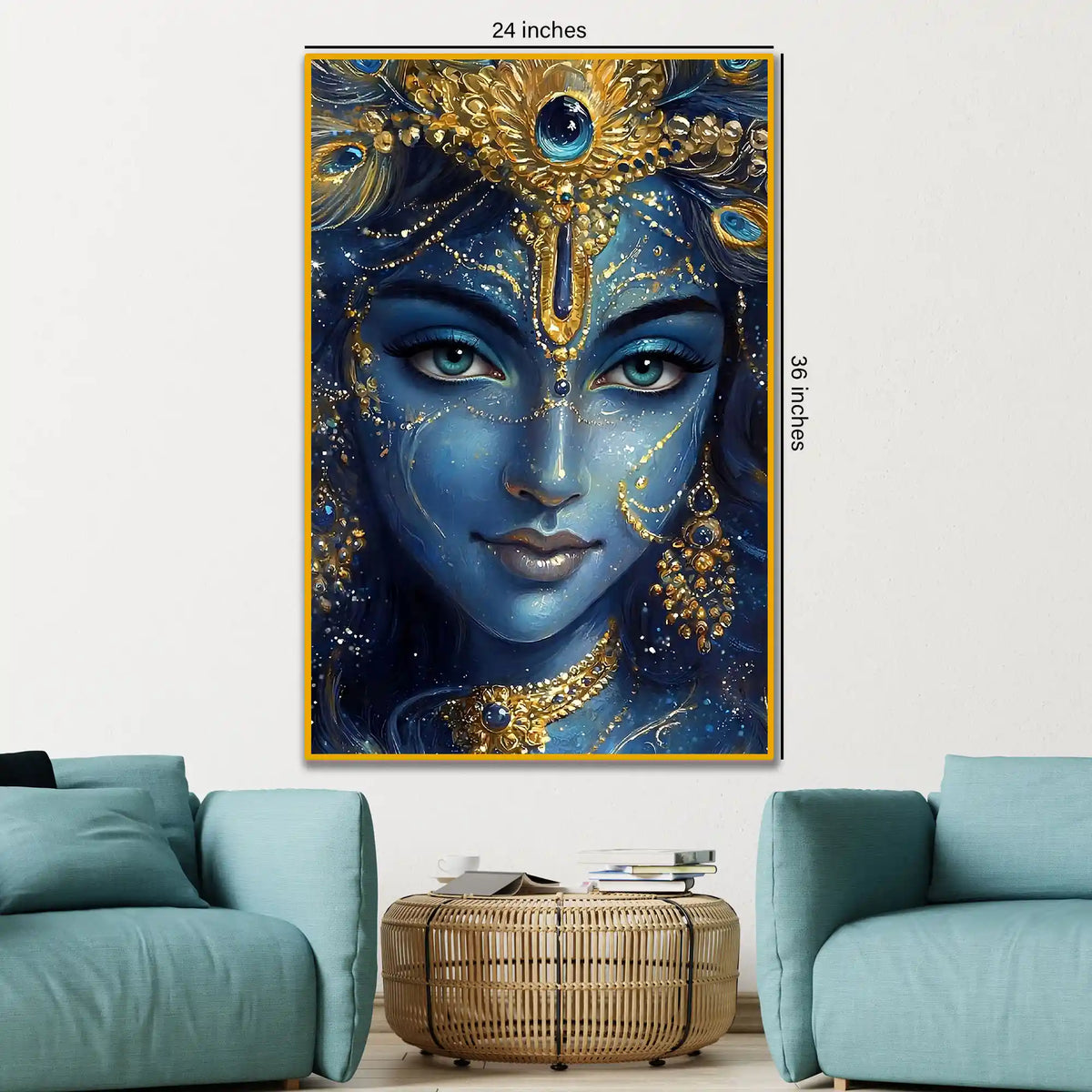 Shri Krishna Portrait Floating Frame Crystal Wall Painting