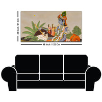 Shri Krishna with Gopis & Cows Pichwai Canvas Wall Painting – Traditional Indian Decor