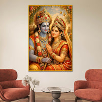 Shri Ram & Mata Sita Floating Frame Crystal Wall Painting