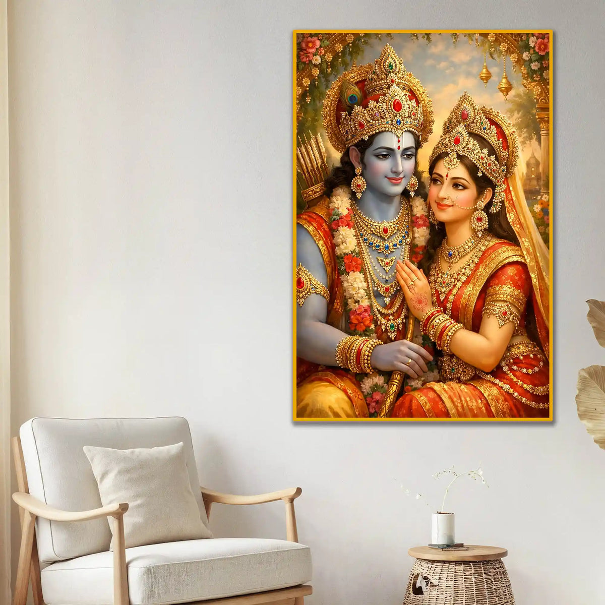 Shri Ram & Mata Sita Floating Frame Crystal Wall Painting