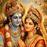 Shri Ram & Mata Sita Floating Frame Crystal Wall Painting