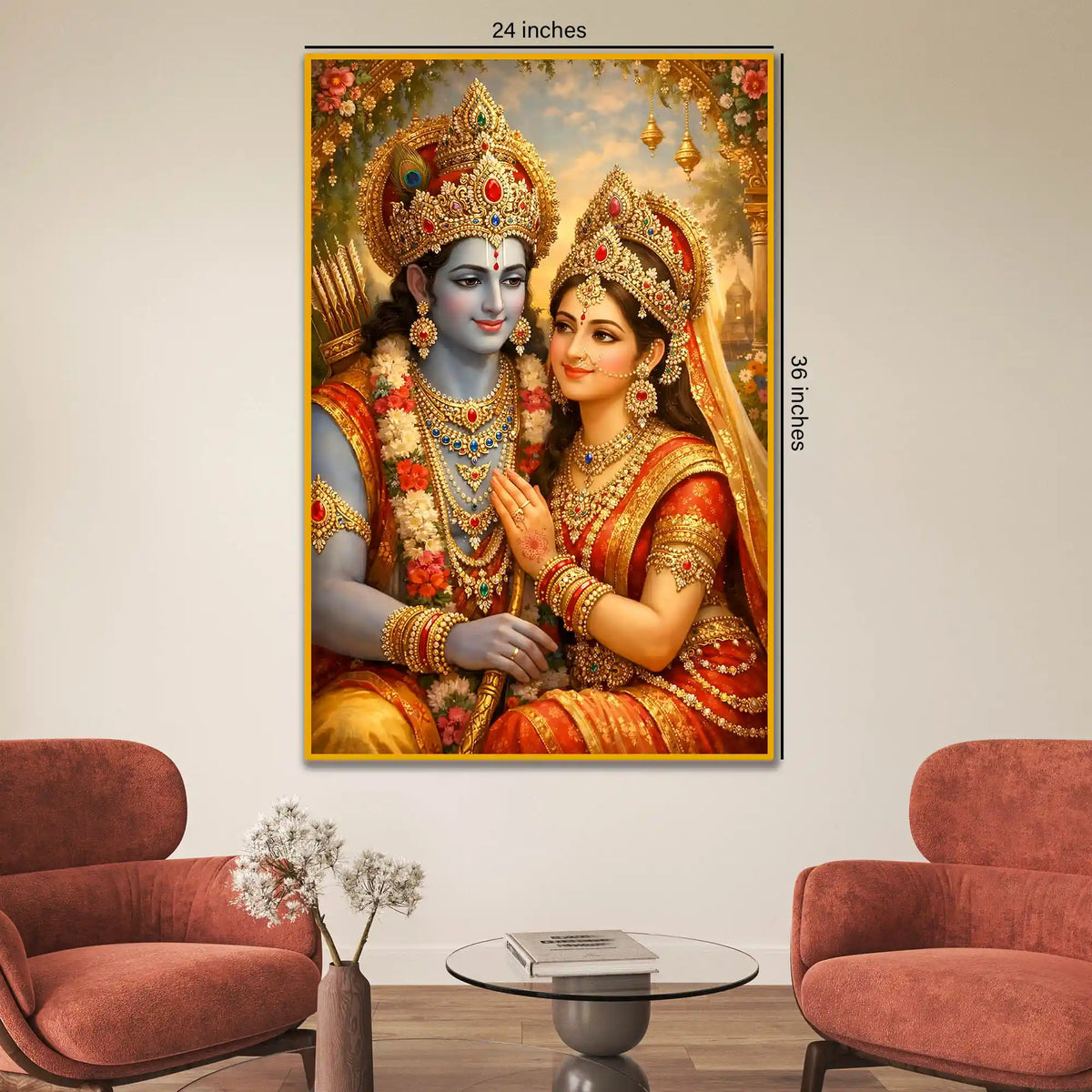 Shri Ram & Mata Sita Floating Frame Crystal Wall Painting