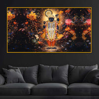 Shrinath Ji Bhagwan Crystal Glass Wall Painting with Floral Glow