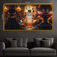 Shrinath Ji Bhagwan Crystal Glass Wall Painting with Floral Glow