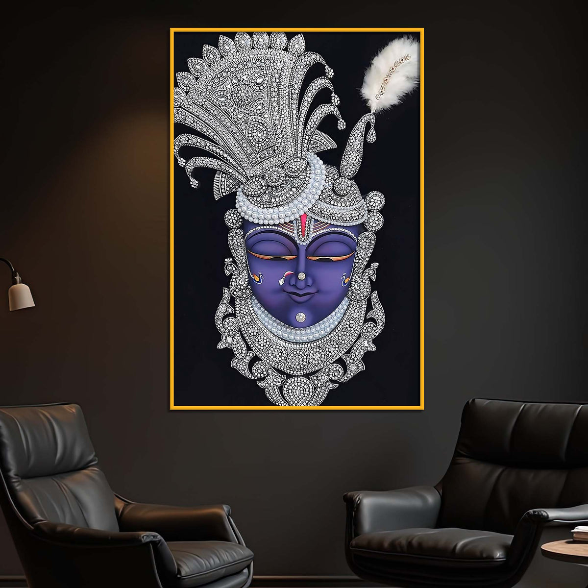 Shrinathji Divine Face Floating Frame Crystal Wall Painting