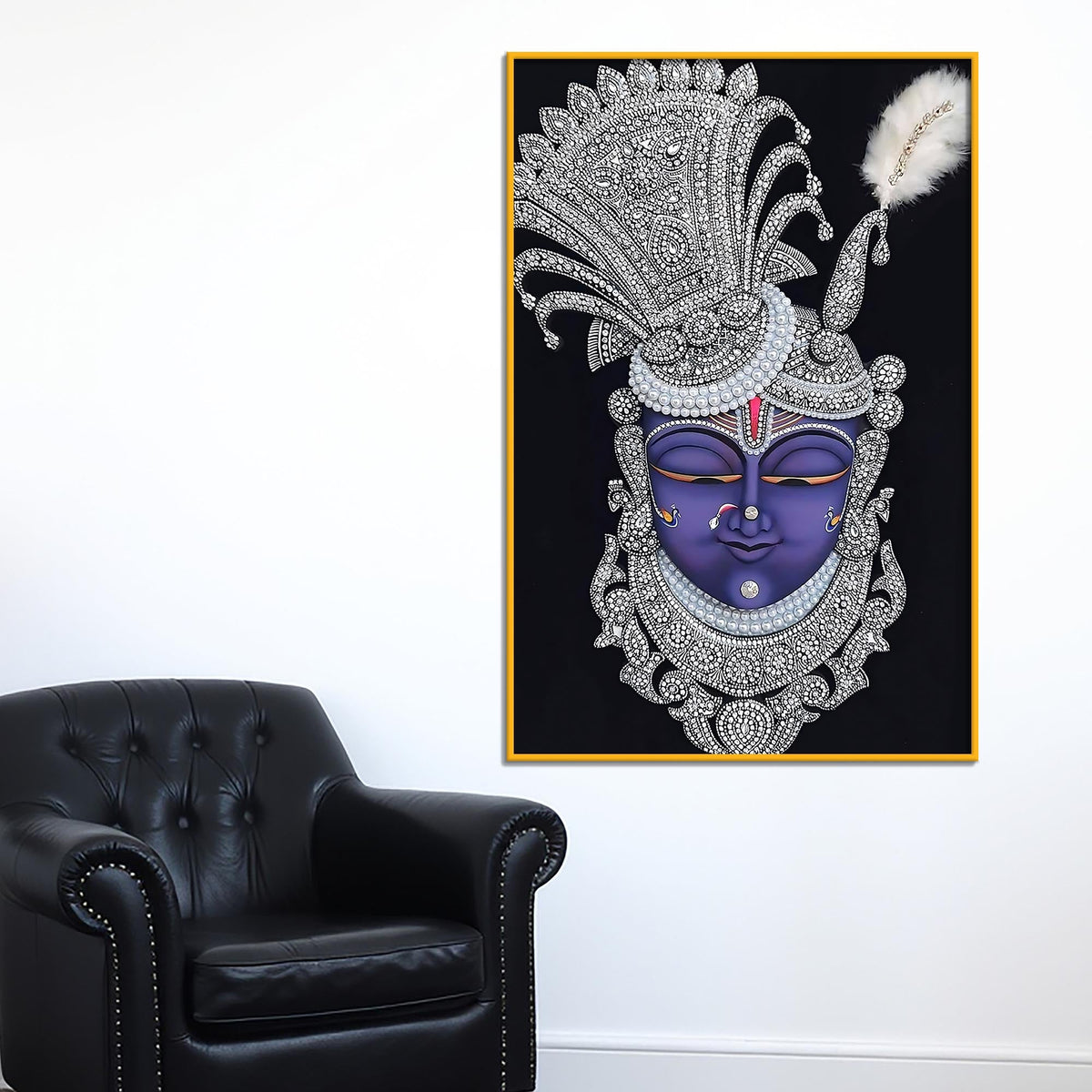 Shrinathji Divine Face Floating Frame Crystal Wall Painting