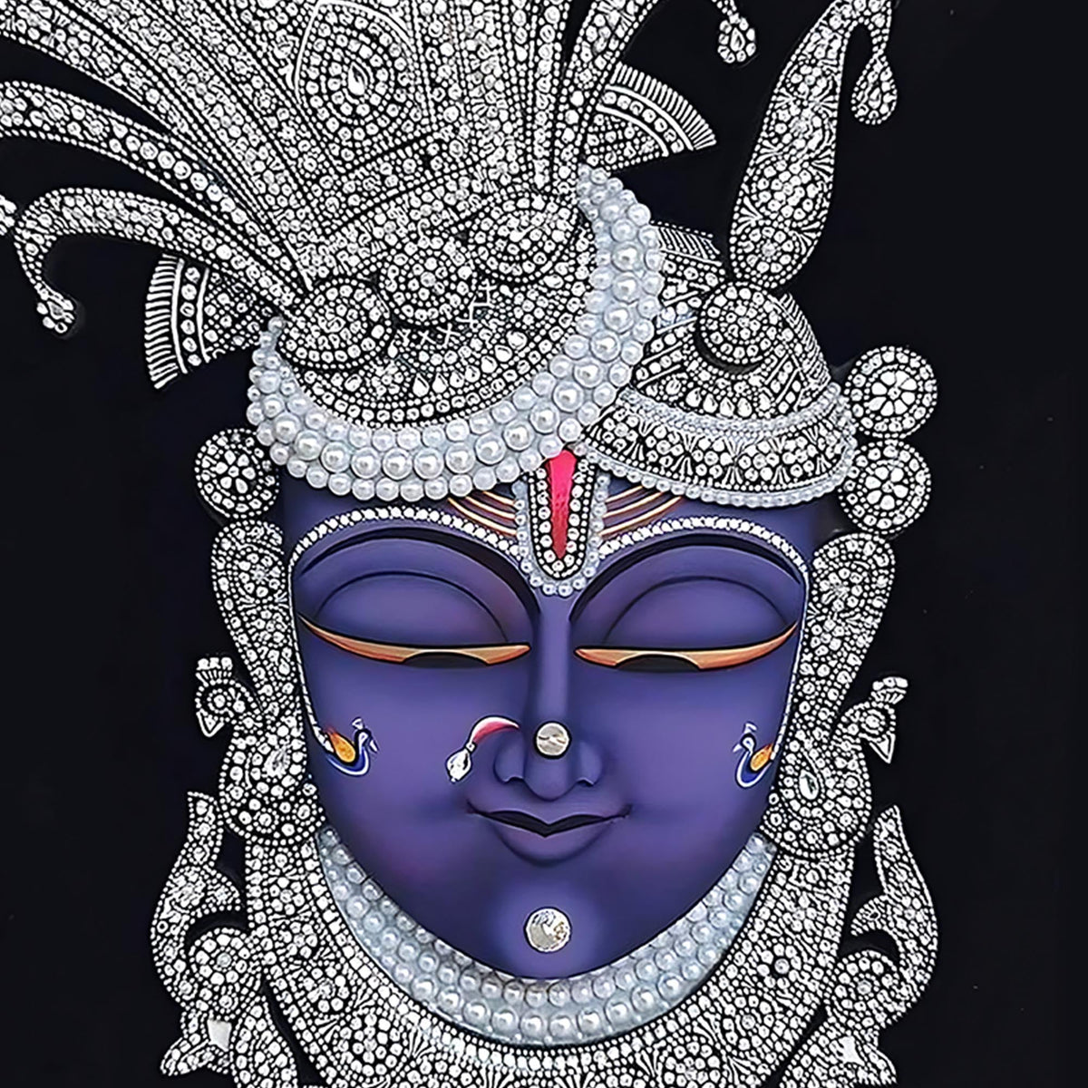 Shrinathji Divine Face Floating Frame Crystal Wall Painting