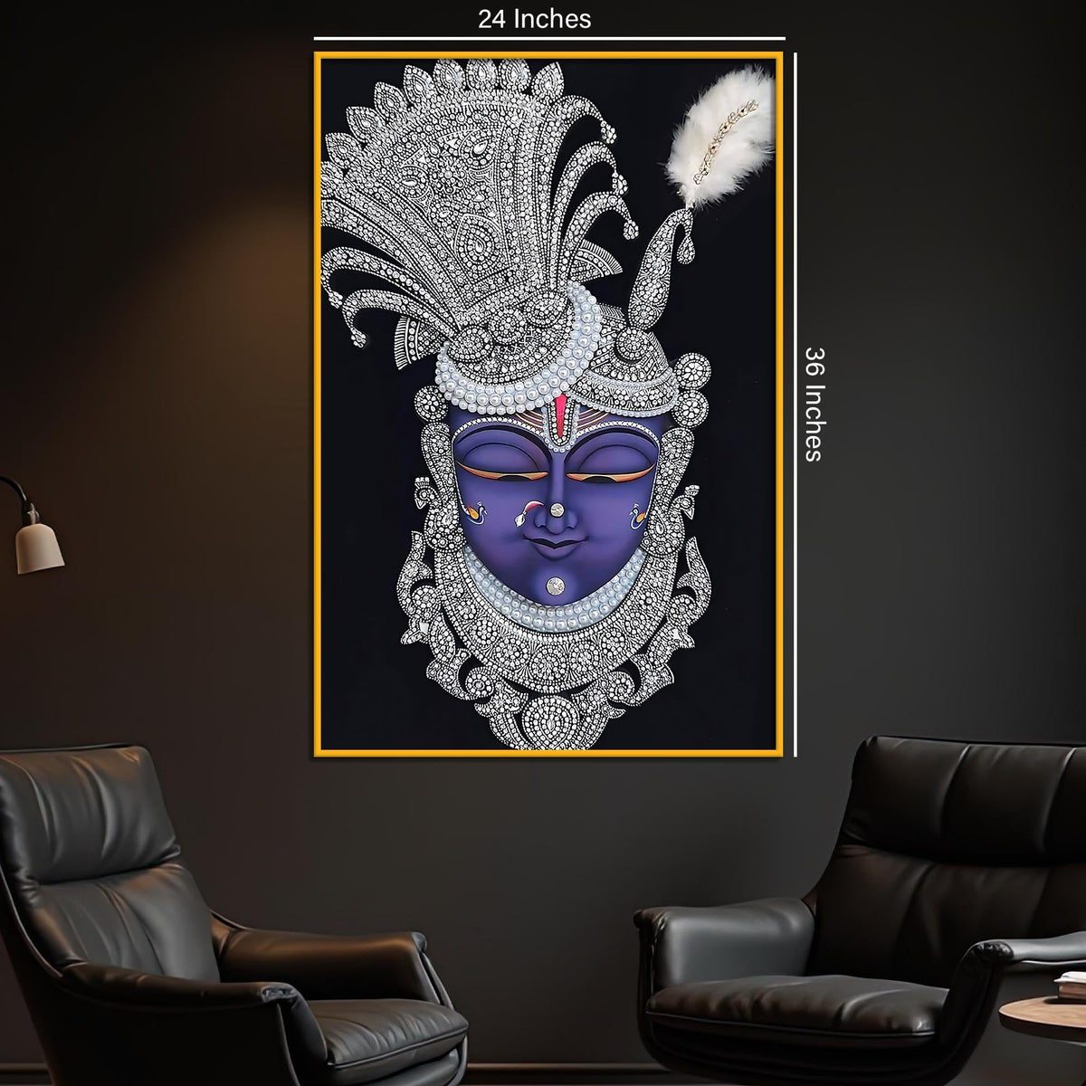 Shrinathji Divine Face Floating Frame Crystal Wall Painting