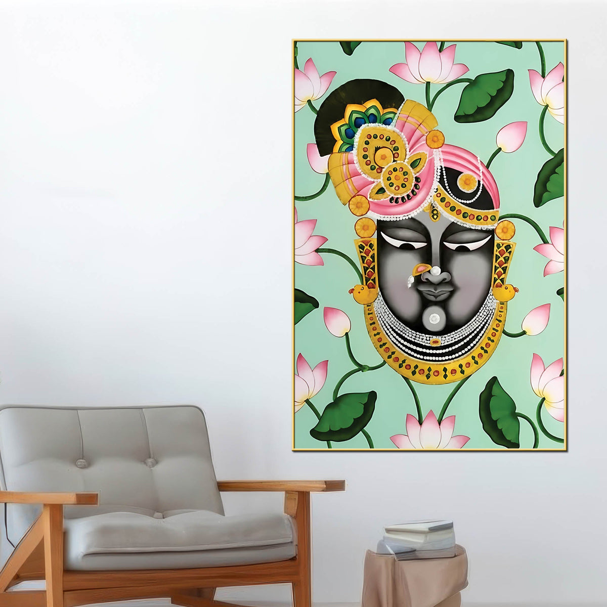 Shrinathji Face Canvas Wall Painting | Elegant Pichwai Wall Decor