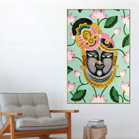 Shrinathji Face Canvas Wall Painting | Elegant Pichwai Wall Decor
