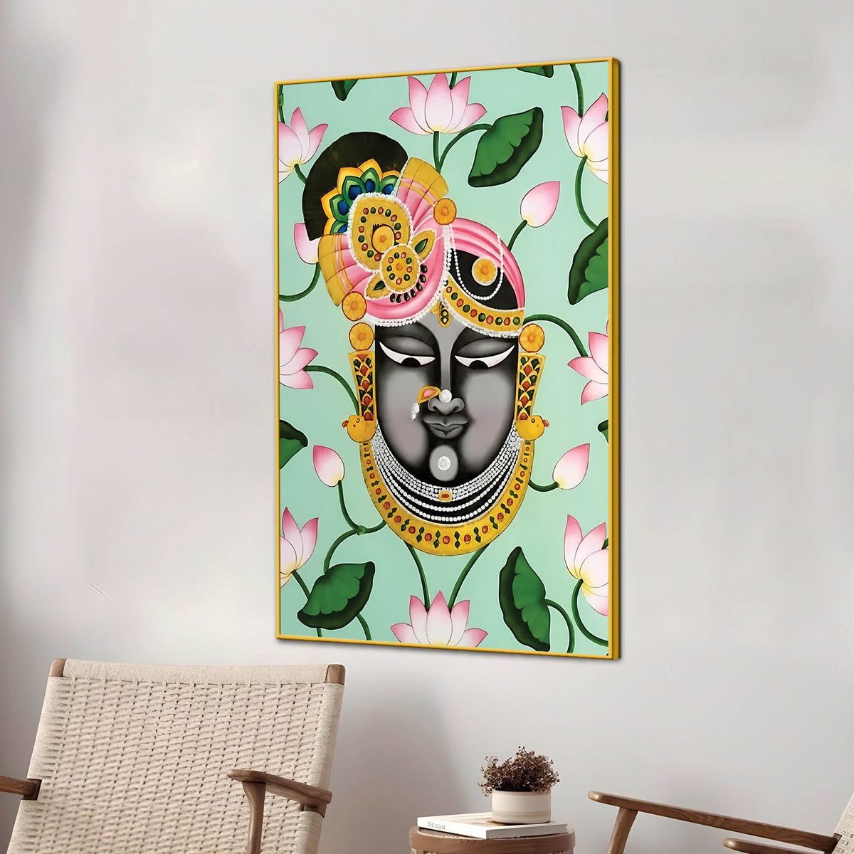 Shrinathji Face Canvas Wall Painting | Elegant Pichwai Wall Decor