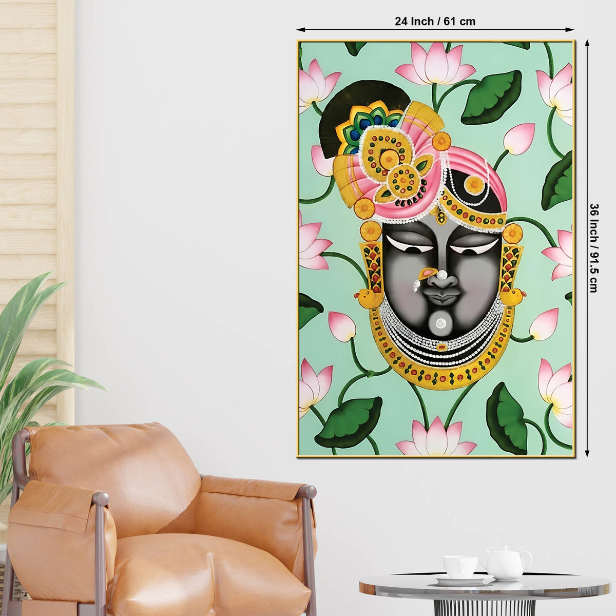 Shrinathji Face Canvas Wall Painting | Elegant Pichwai Wall Decor