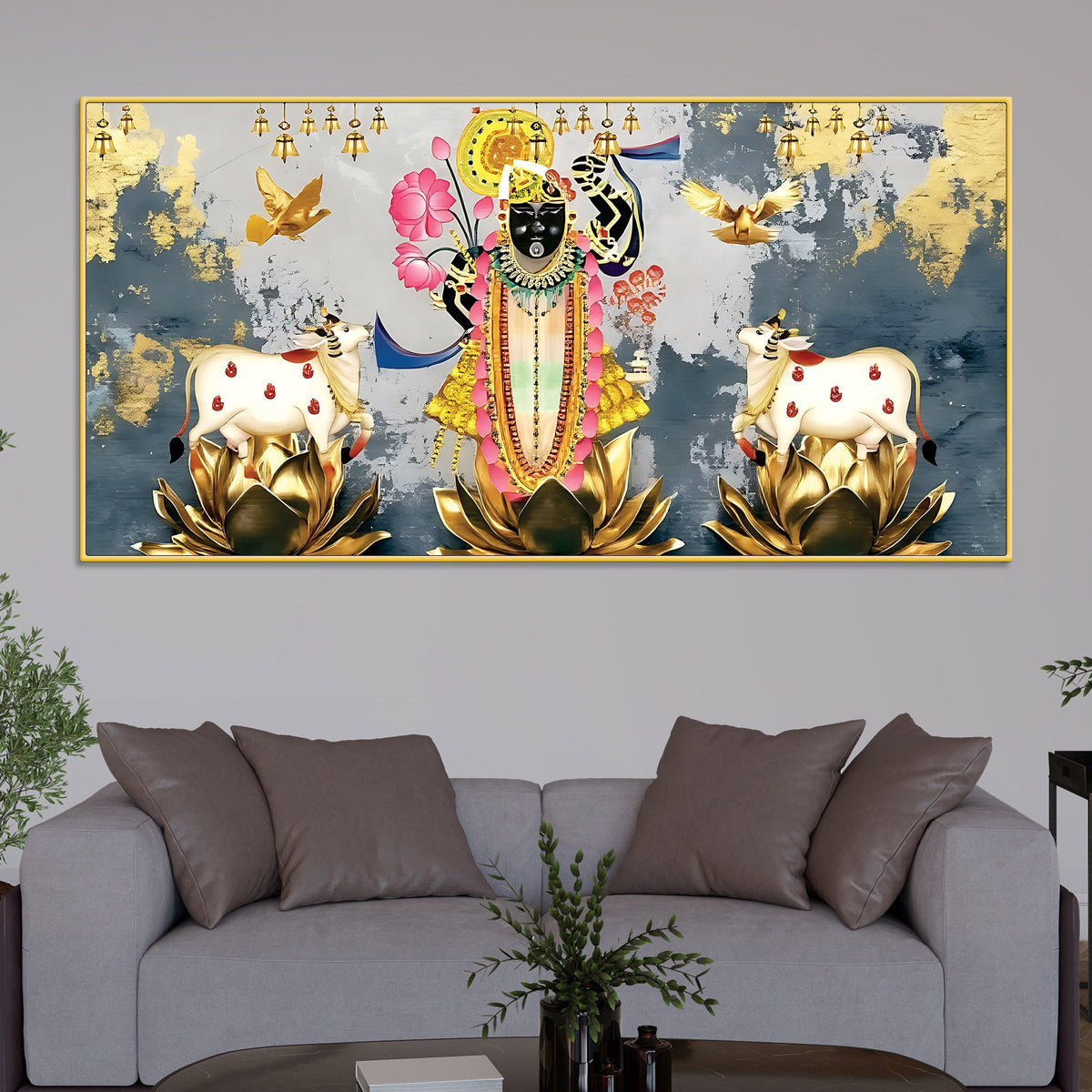 Shrinathji Krishna Pichwai Art Canvas Wall Painting