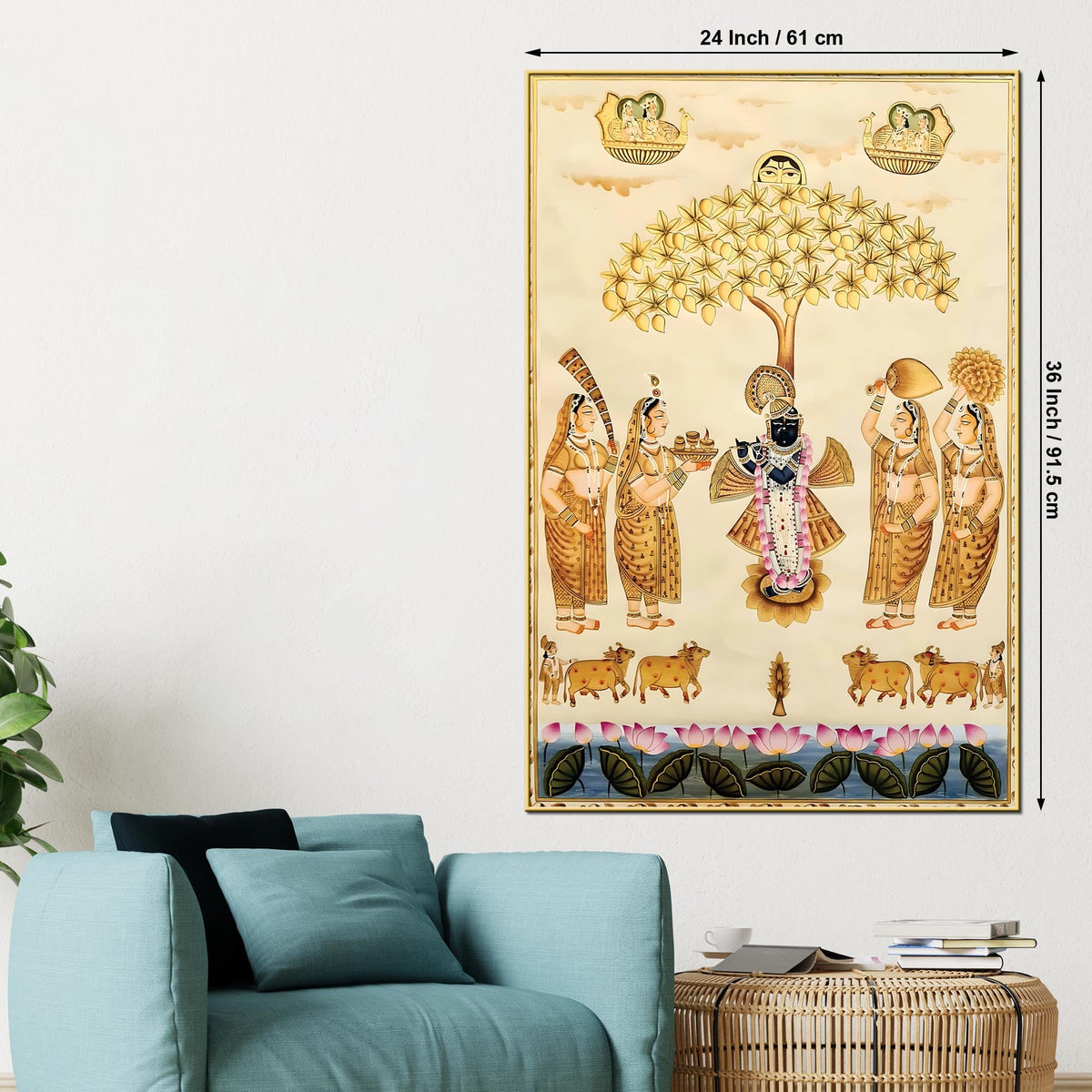 Shrinathji Pichwai Art Canvas Painting | Indian Devotional Décor