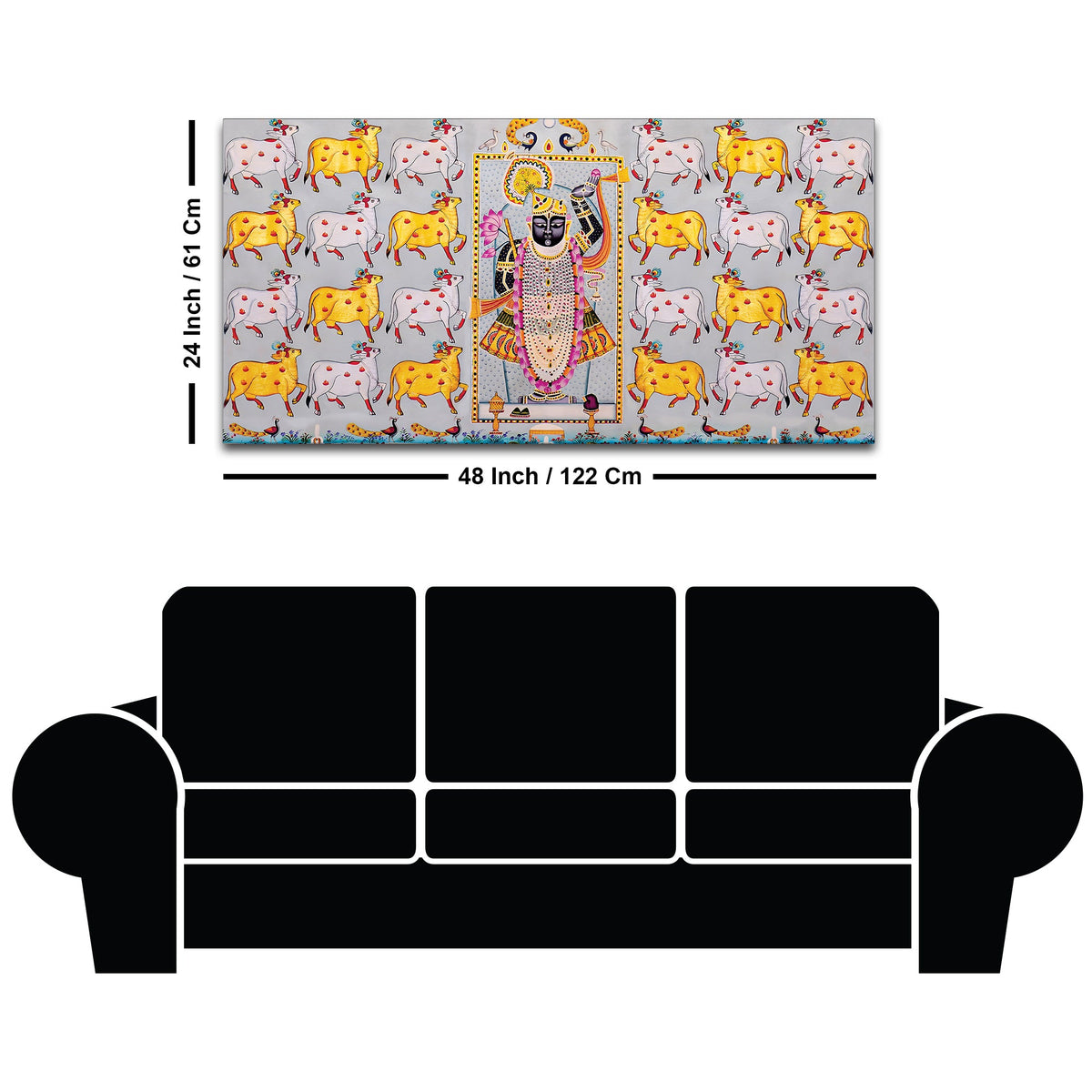 Shrinathji Pichwai Art Wall Painting with Sacred Cows