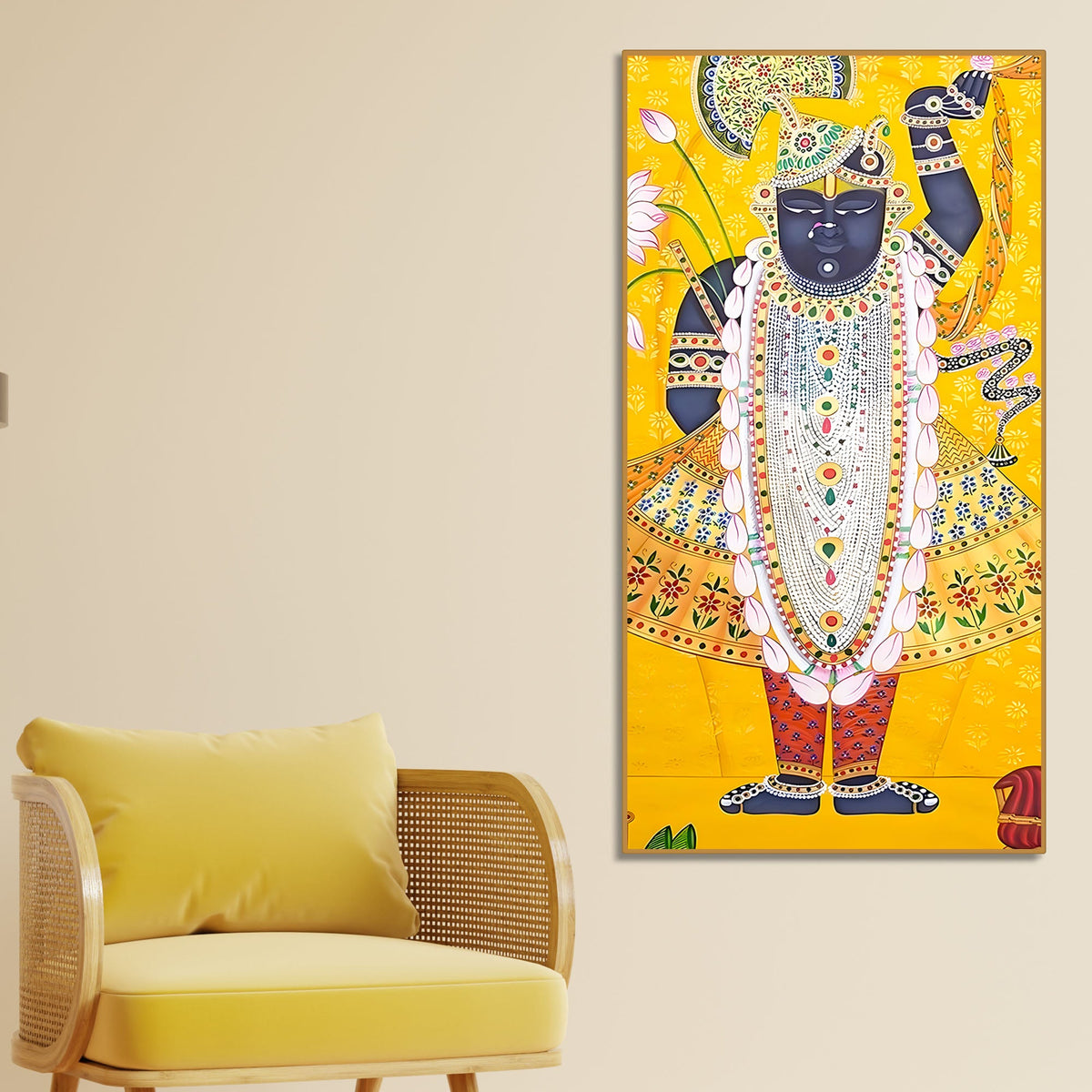 Shrinathji Pichwai Canvas Painting | Nathdwara Wall Decor for Living Room