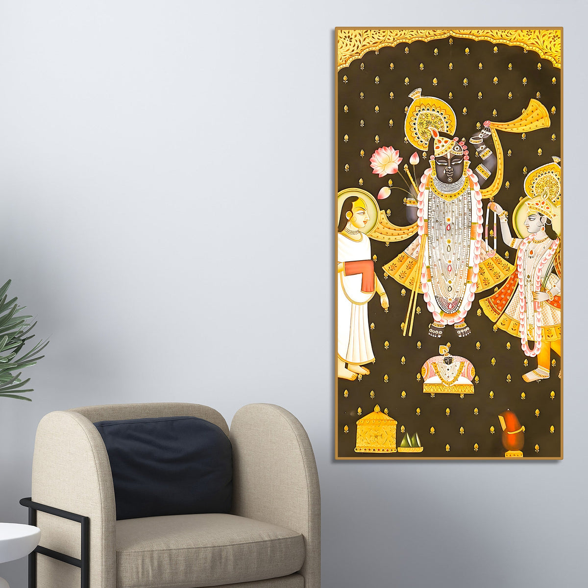 Shrinathji Pichwai Canvas Wall Painting | Indian Religious Wall Décor Art