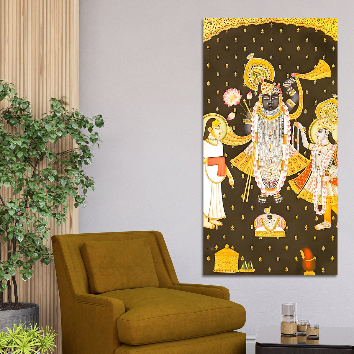 Shrinathji Pichwai Canvas Wall Painting | Indian Religious Wall Décor Art