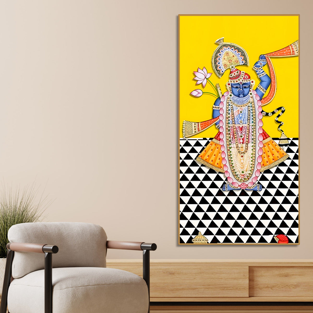 Shrinathji Pichwai Canvas Wall Painting | Indian Religious Wall Décor for Living Room