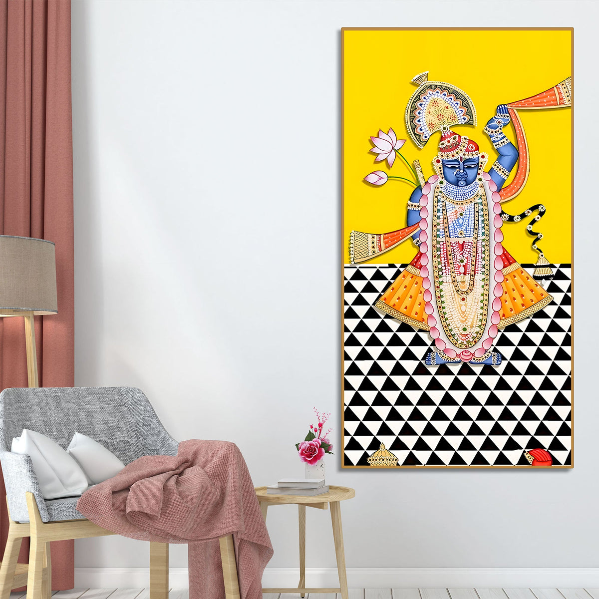 Shrinathji Pichwai Canvas Wall Painting | Indian Religious Wall Décor for Living Room