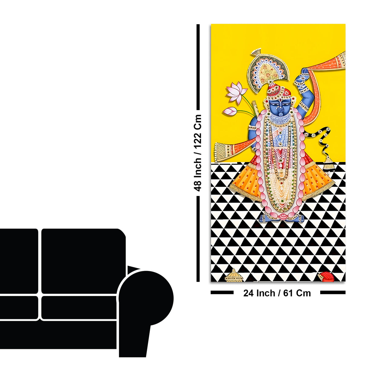 Shrinathji Pichwai Canvas Wall Painting | Indian Religious Wall Décor for Living Room