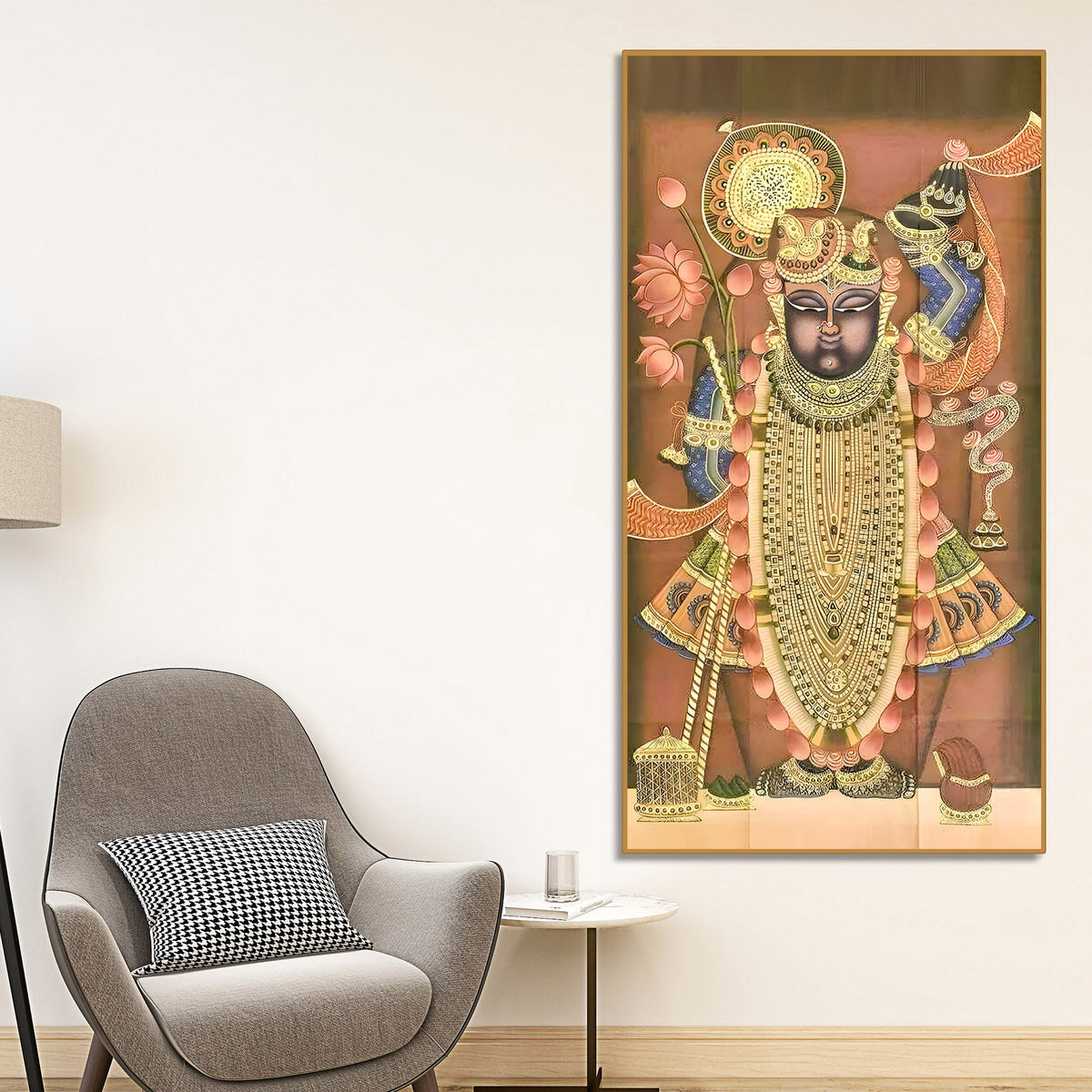 Shrinathji Pichwai Style Canvas Wall Painting | Nathdwara Art for Living Room Décor & Gifting