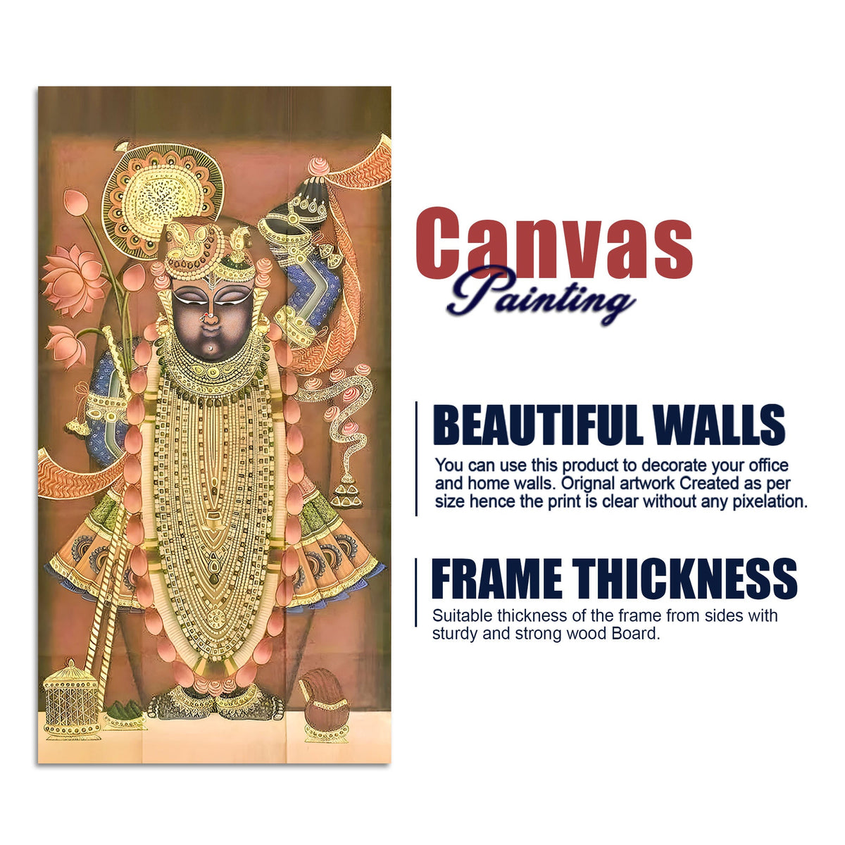 Shrinathji Pichwai Style Canvas Wall Painting | Nathdwara Art for Living Room Décor & Gifting