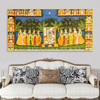 Shrinathji with Ashtasakhi Pichwai Canvas Painting – Nathdwara Wall Art