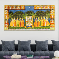 Shrinathji with Ashtasakhi Pichwai Canvas Painting – Nathdwara Wall Art