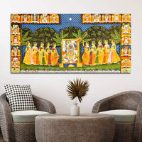 Shrinathji with Ashtasakhi Pichwai Canvas Painting – Nathdwara Wall Art