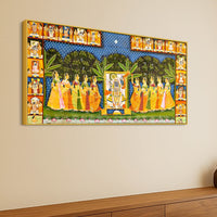 Shrinathji with Ashtasakhi Pichwai Canvas Painting – Nathdwara Wall Art