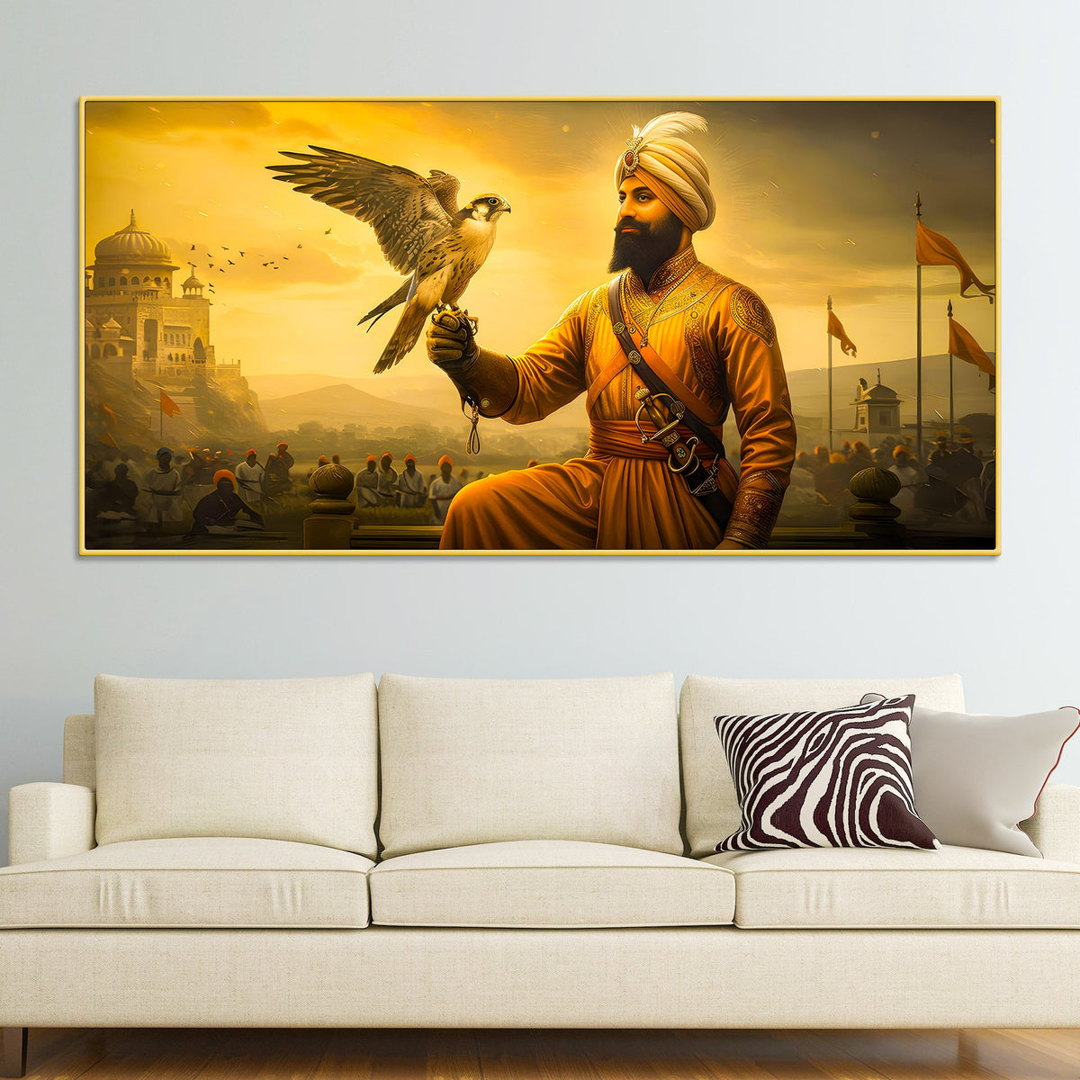 Sikh Guru Golden Canvas Wall Art for Living Room