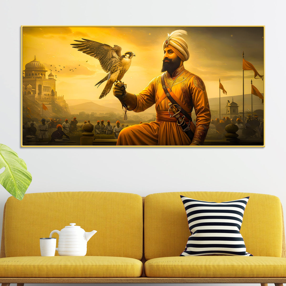 Sikh Guru Golden Canvas Wall Art for Living Room