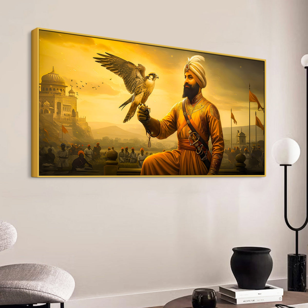 Sikh Guru Golden Canvas Wall Art for Living Room