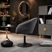 Sleek Grey Swivel Bar Chair with Padded Cushion