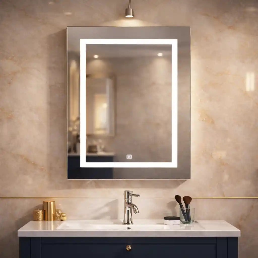 Sleek Reflective LED Cabinet Mirror for Bathroom with Hidden Storage
