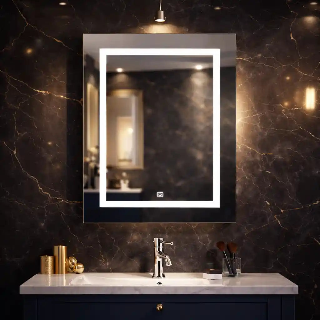 Sleek Reflective LED Cabinet Mirror for Bathroom with Hidden Storage
