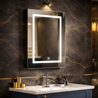 Sleek Reflective LED Cabinet Mirror for Bathroom with Hidden Storage