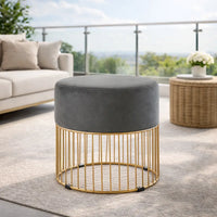 Sleek Rich Grey Steel Stool with Luxurious Gold Frame