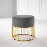 Sleek Rich Grey Steel Stool with Luxurious Gold Frame
