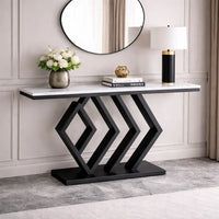 Sleek Sophistication White Marble Black Console Table