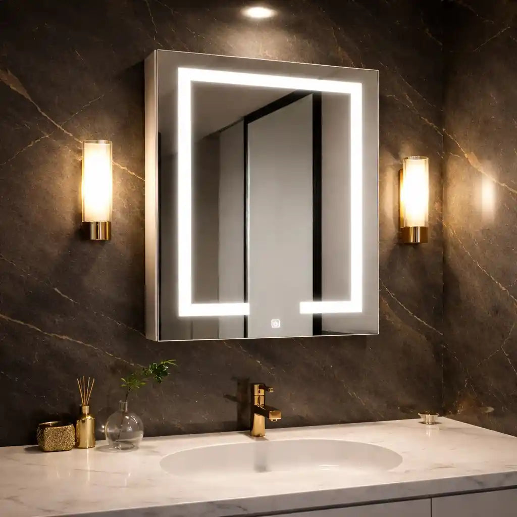 Smart Mirror Cabinet with Backlit Door & Spacious Interior