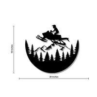 Snowmobile Mountain Rider Metal Art Wall Decor