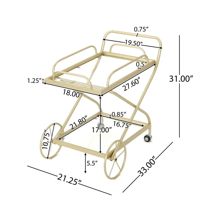 Sophisticated Cross Bar Drinks Trolley in Golden Finish