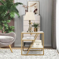 Space Saving Side Table with Dual Shelf Storage Design