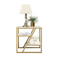 Space Saving Side Table with Dual Shelf Storage Design