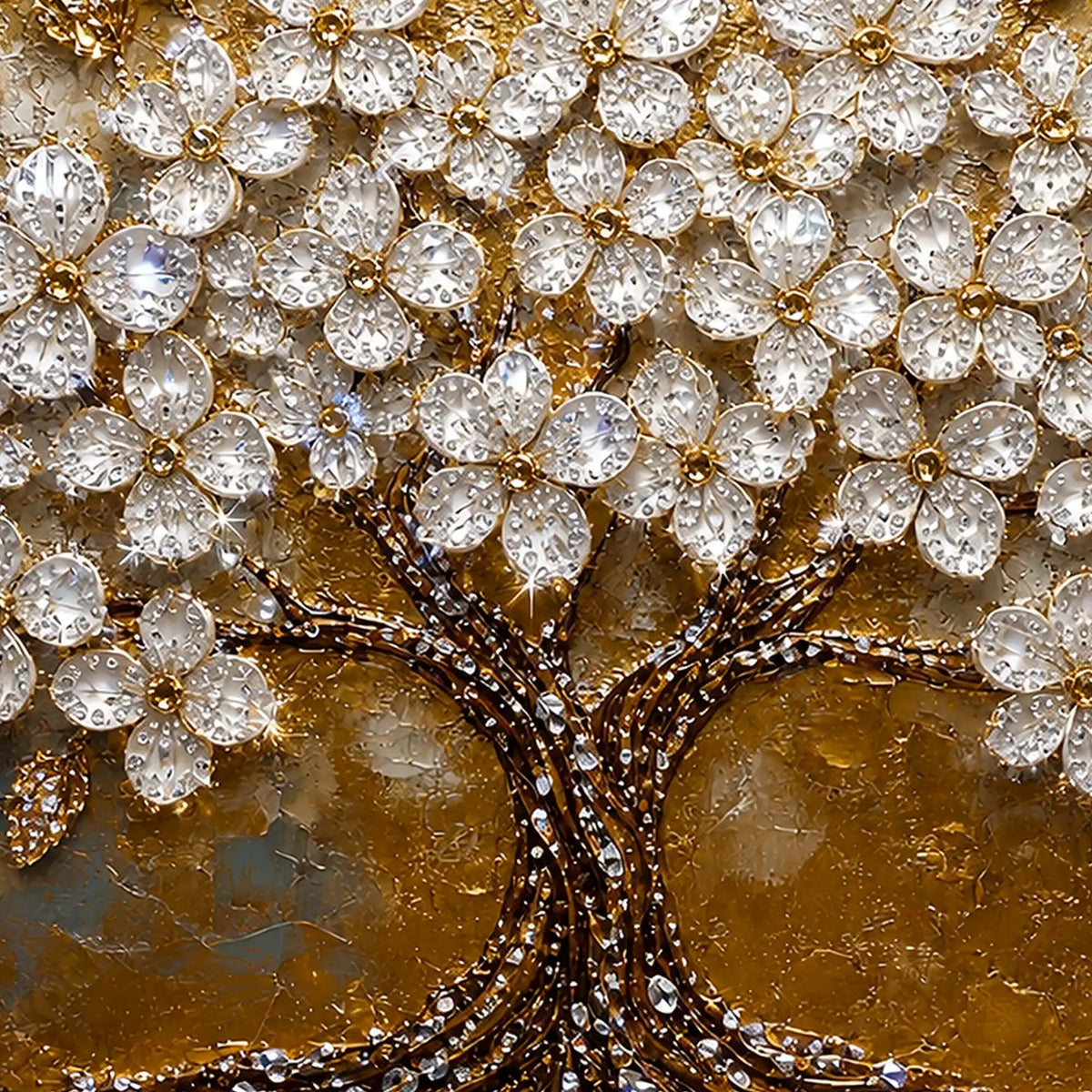 Sparkling Tree of Life Floating Frame Crystal Wall Painting